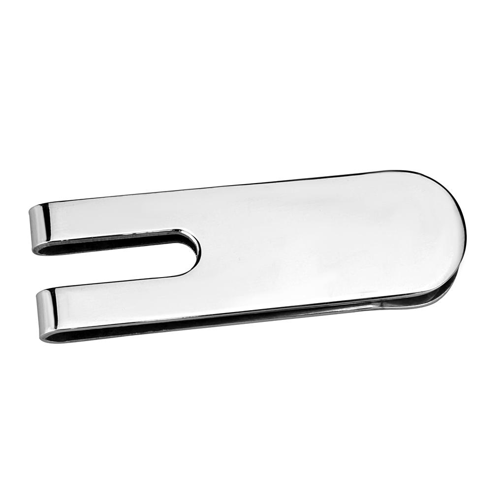 LO4142 Rhodium Brass Money Clip showcasing its sleek design and shiny finish.