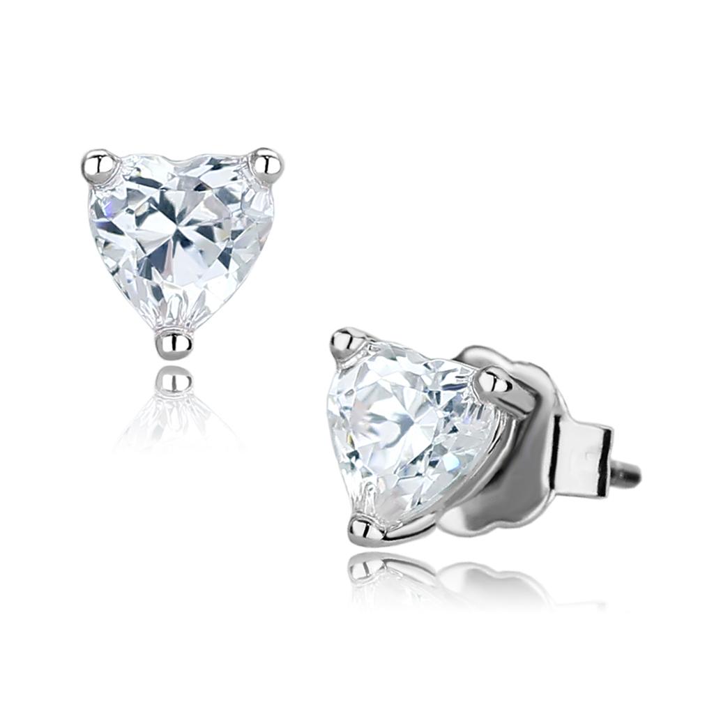 Elegant LO4170 Rhodium Brass Earrings featuring AAA Grade Clear CZ stone, showcasing a luxurious design perfect for any occasion.