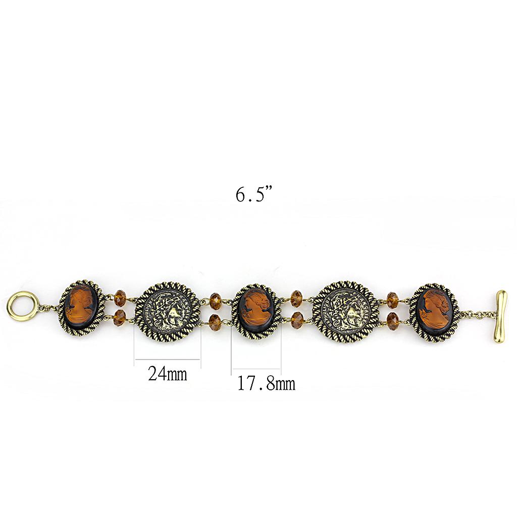 Antique Copper Brass Bracelet featuring a synthetic smoked quartz stone, showcasing a vintage design and elegant finish.