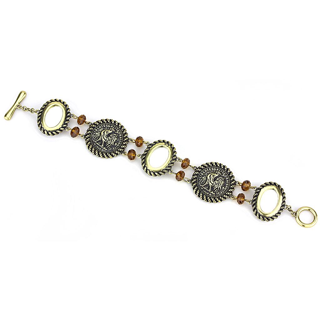 Antique Copper Brass Bracelet featuring a synthetic smoked quartz stone, showcasing a vintage design and elegant finish.