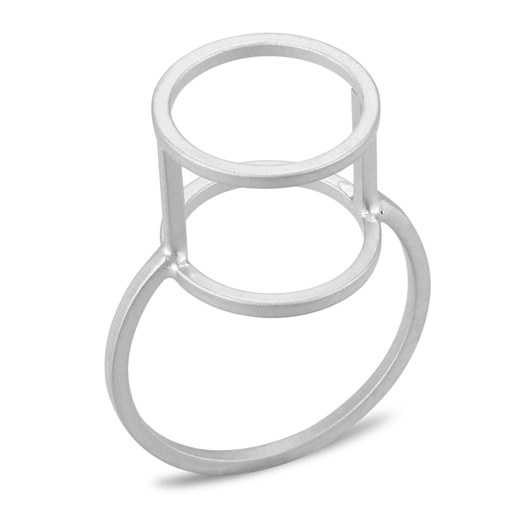 LO4250 Matte Rhodium Brass Ring with a sleek, minimalist design, showcasing its elegant matte finish and lightweight structure.