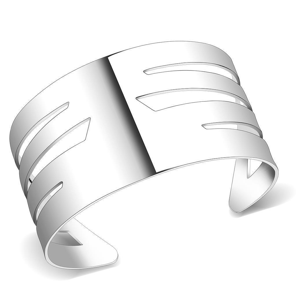 LO4659 Matte Rhodium & Rhodium Stainless Steel Bangle, showcasing its sleek design and elegant finish.