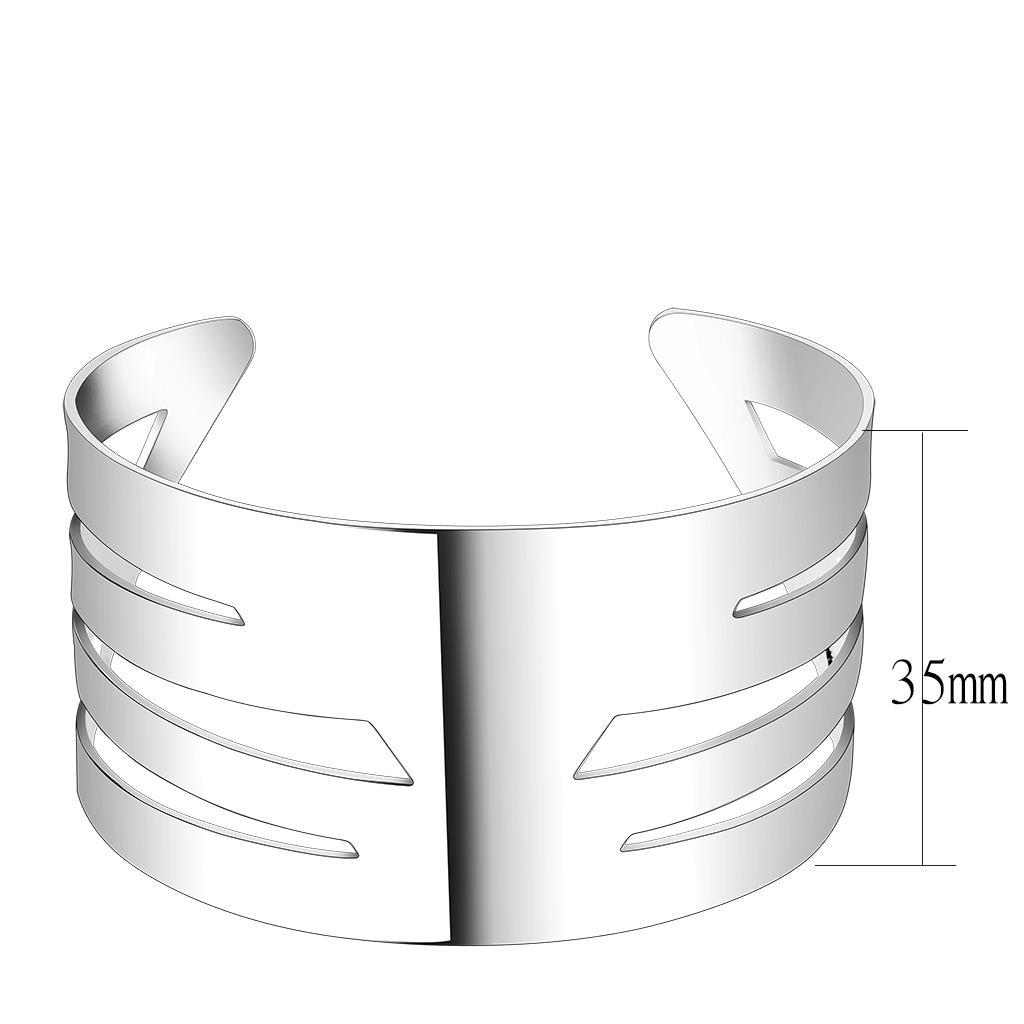 LO4659 Matte Rhodium & Rhodium Stainless Steel Bangle, showcasing its sleek design and elegant finish.