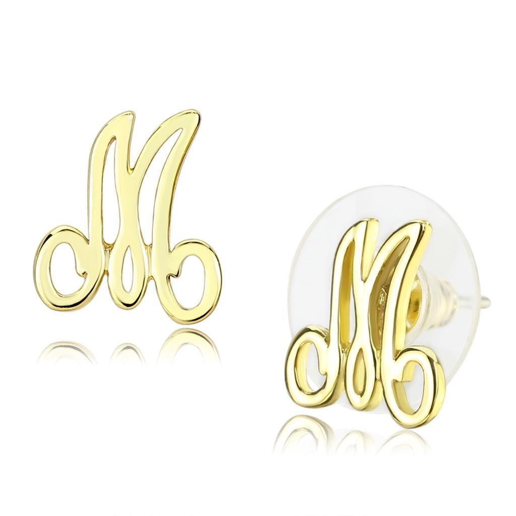 Elegant LO4667 Flash Gold Brass Earrings with a minimalist design, showcasing a luxurious finish without any stones.