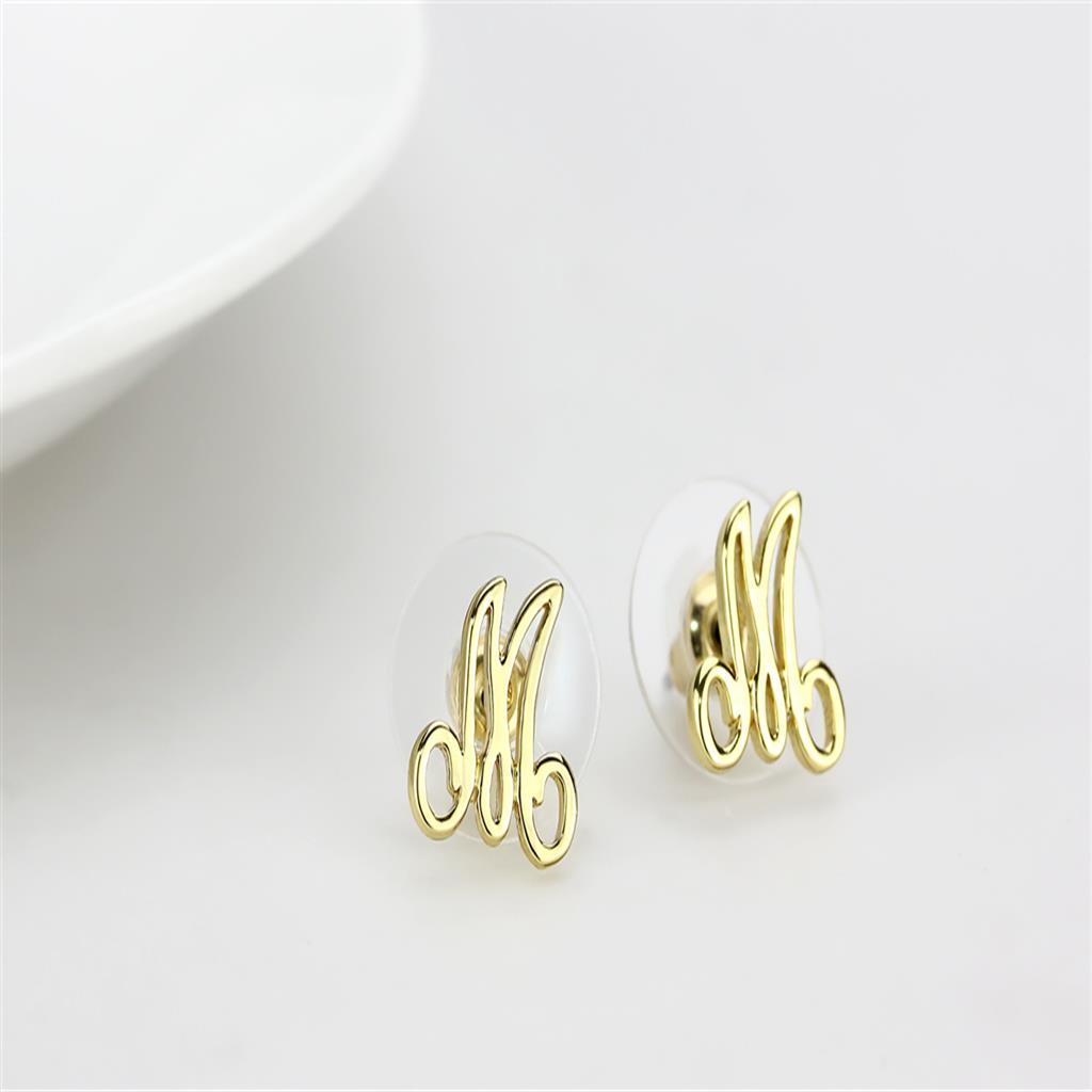 Elegant LO4667 Flash Gold Brass Earrings with a minimalist design, showcasing a luxurious finish without any stones.