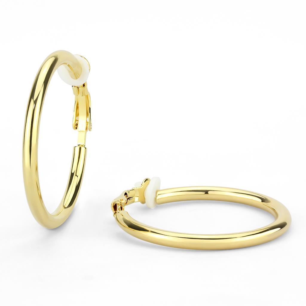 Elegant LO4682 Gold Brass Earrings with a minimalist design, featuring a shiny gold finish and no stones.