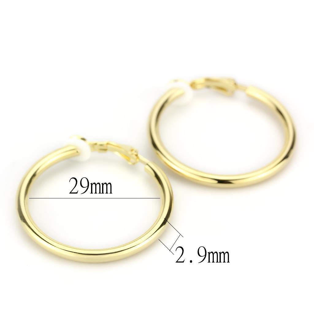 Elegant LO4682 Gold Brass Earrings with a minimalist design, featuring a shiny gold finish and no stones.