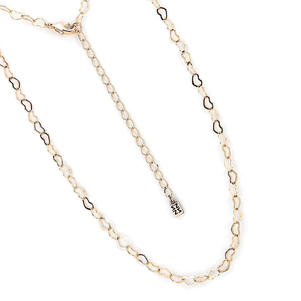 LO4695 Flash Rose Gold Brass Necklace, featuring a minimalist design with a luxurious finish, crafted from durable brass without any stones.