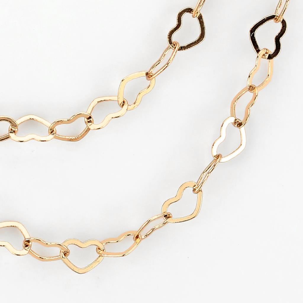 LO4695 Flash Rose Gold Brass Necklace, featuring a minimalist design with a luxurious finish, crafted from durable brass without any stones.