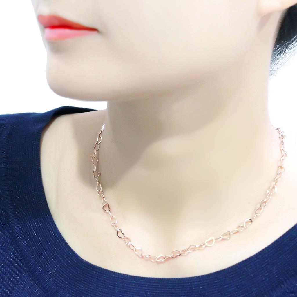 LO4695 Flash Rose Gold Brass Necklace, featuring a minimalist design with a luxurious finish, crafted from durable brass without any stones.