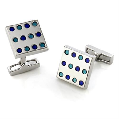 LO559 Rhodium Brass Cufflink with a sleek finish, showcasing its elegant design and lightweight construction, perfect for formal wear.