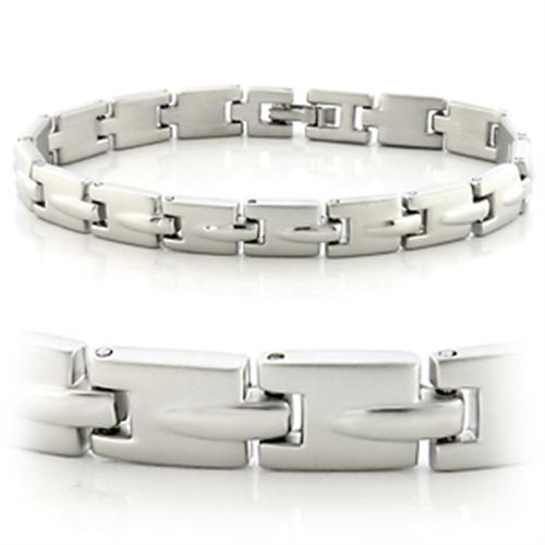 LO606 Matte Rhodium & Rhodium White Metal Bracelet, showcasing its sleek design and matte finish.