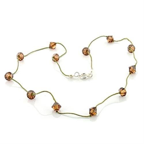 LO738 Brass Necklace featuring a top-grade smoky topaz crystal, elegantly designed for stylish wear.