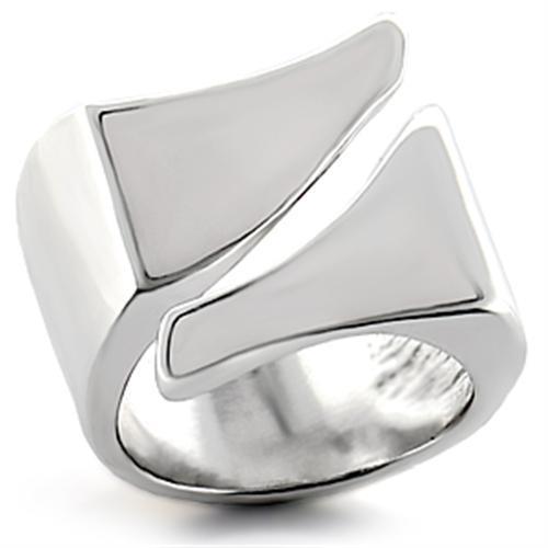 LO755 Rhodium Brass Ring with a sleek, polished finish, showcasing its elegant design without any center stone.