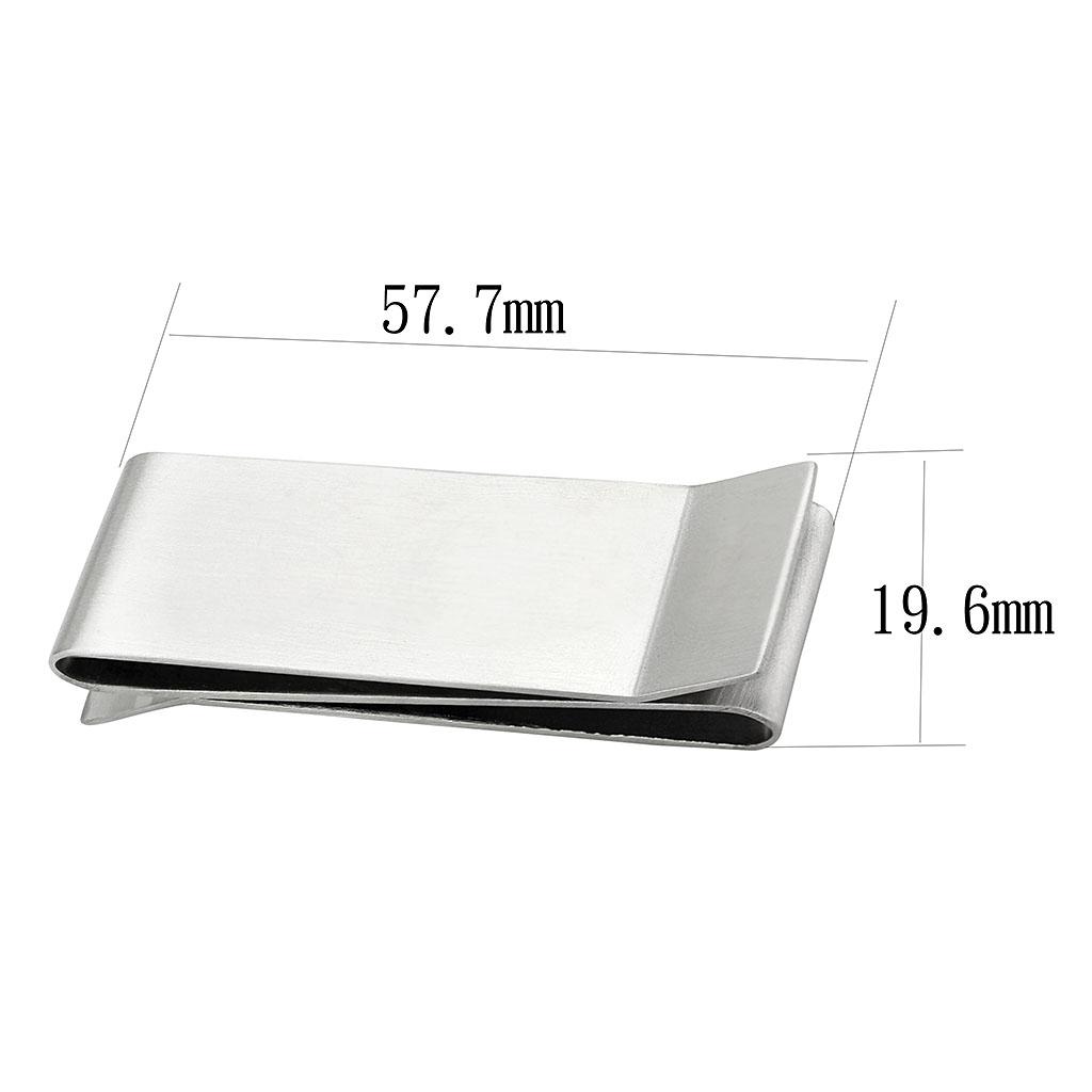 LO877 Rhodium Stainless Steel Money Clip showcasing its sleek design and shiny finish.