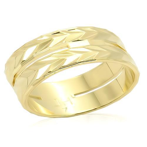 LO985 Gold Brass Ring with a sleek, minimalist design, featuring a luxurious gold finish and no center stone.