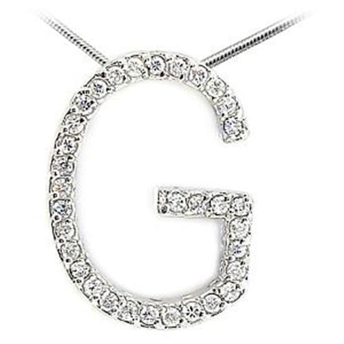 LOA258 High-Polished 925 Sterling Silver Pendant with AAA Grade CZ stones, showcasing its elegant design and shine.