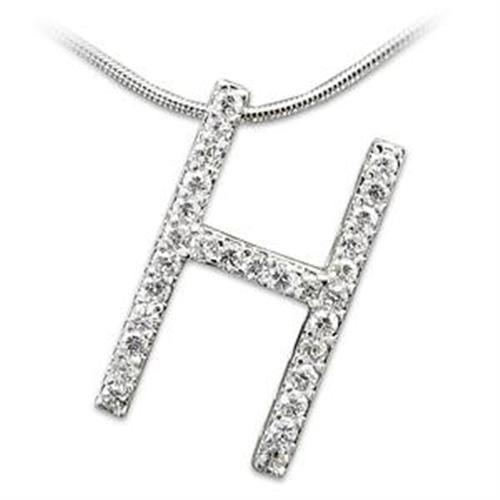 LOA259 High-Polished 925 Sterling Silver Pendant featuring a clear AAA grade CZ stone, showcasing its elegant design and shine.