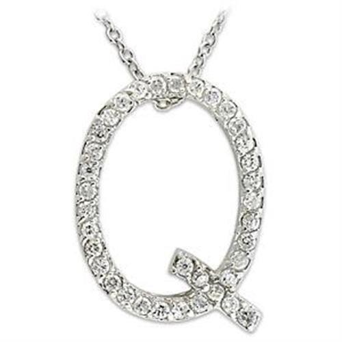 LOA264 High-Polished 925 Sterling Silver Pendant featuring a clear AAA Grade CZ stone, showcasing its elegant design and shine.