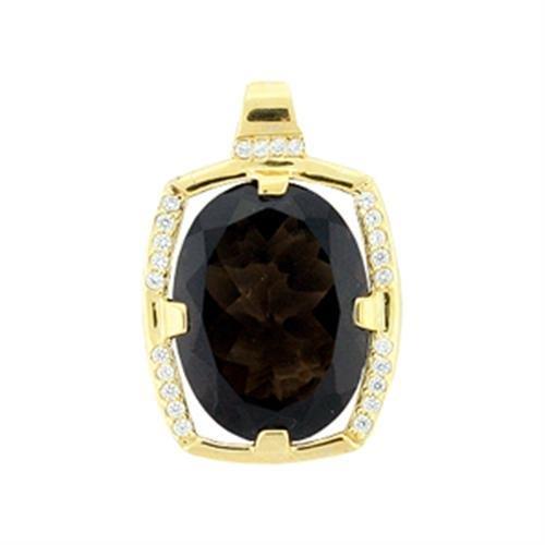 LOA373 Gold 925 Sterling Silver Pendant featuring AAA Grade Smoky Topaz CZ, elegantly designed with a luxurious gold finish.