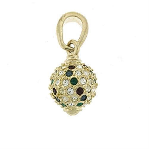 LOA394 Gold Brass Pendant featuring a vibrant multi-color top-grade crystal, elegantly designed for versatile wear.