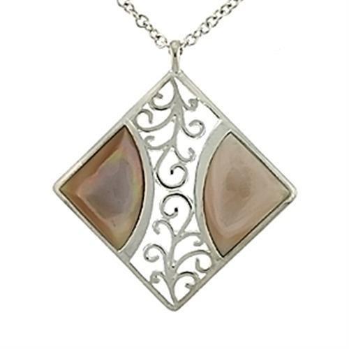 High-polished 925 sterling silver chain pendant featuring a rose Conch precious stone, elegantly designed for versatile wear.