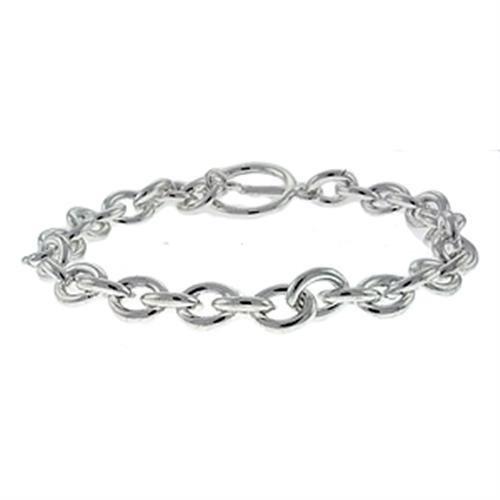 LOA537 Silver Brass Bracelet showcasing a sleek, minimalist design without any stones, perfect for everyday wear.