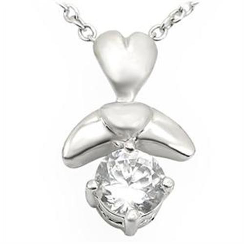 LOA716 Matte Rhodium & Rhodium Brass Pendant featuring AAA Grade Clear CZ stone, elegantly designed for versatile wear.