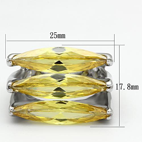 LOA850 Rhodium Brass Ring featuring AAA Grade CZ in Topaz, showcasing its elegant design and vibrant color.