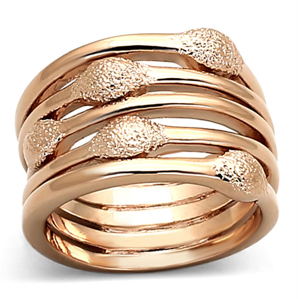 LOA899 Rose Gold Brass Ring with a sleek design, showcasing its elegant finish and lightweight structure.