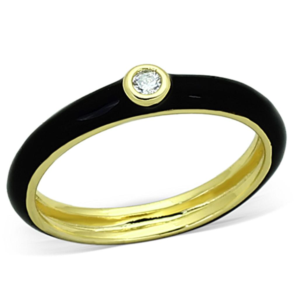 LOA896 Gold Brass Ring featuring a clear AAA Grade CZ stone, elegantly designed for versatile wear.