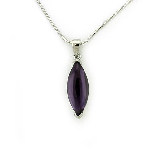 LOAS1316 Rhodium 925 Sterling Silver Chain Pendant featuring AAA Grade CZ in Amethyst color, showcasing its elegant design and shine.