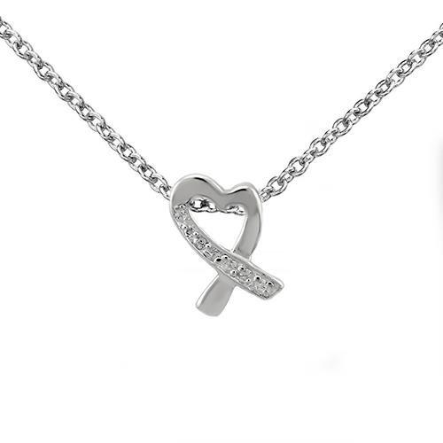 LOAS1339 High Polished 925 Sterling Silver Chain with AAA Grade Clear CZ Stone, showcasing its elegant design and shine.