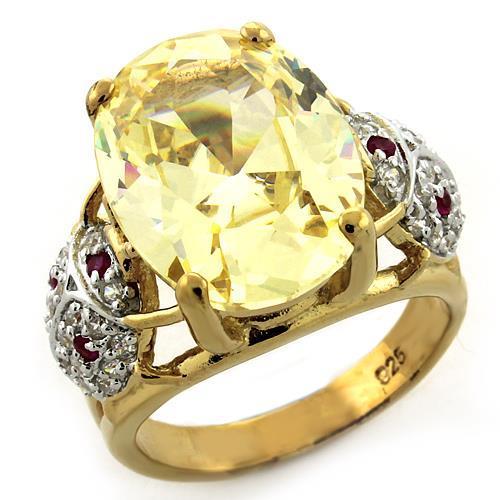 LOAS1143 Gold 925 Sterling Silver Ring featuring AAA Grade CZ in Citrine, showcasing its elegant design and vibrant color.