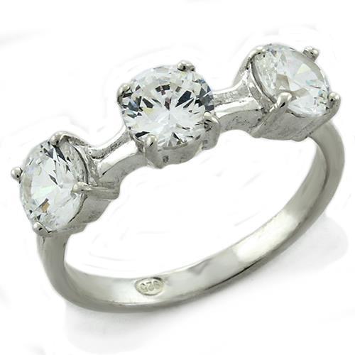 High-polished 925 sterling silver ring featuring a clear AAA grade cubic zirconia stone, showcasing elegance and shine.