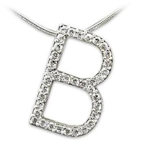 LOAS801 Rhodium 925 Sterling Silver Pendant featuring AAA Grade clear CZ stone, showcasing its elegant design and shine.