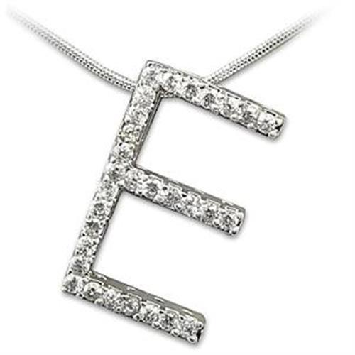 LOAS804 Rhodium 925 Sterling Silver Pendant featuring AAA Grade CZ stones, showcasing its elegant design and shine.