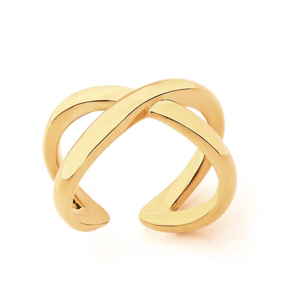 Elegant London Ring featuring 18k gold plating over stainless steel, showcasing a sleek and modern design.