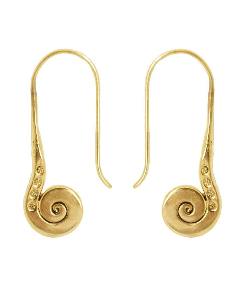 Long Spiral Earrings by Urbiana in brass, featuring a sleek and elegant design perfect for any occasion.