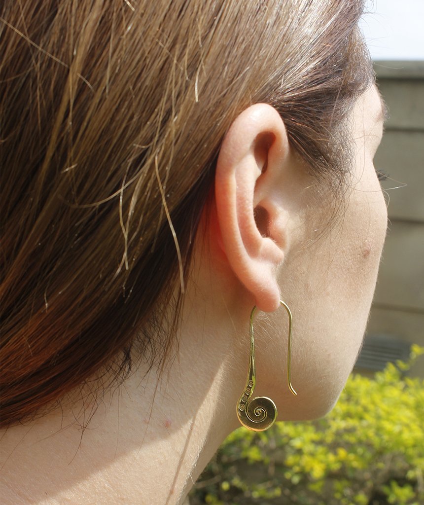 Long Spiral Earrings by Urbiana in brass, featuring a sleek and elegant design perfect for any occasion.