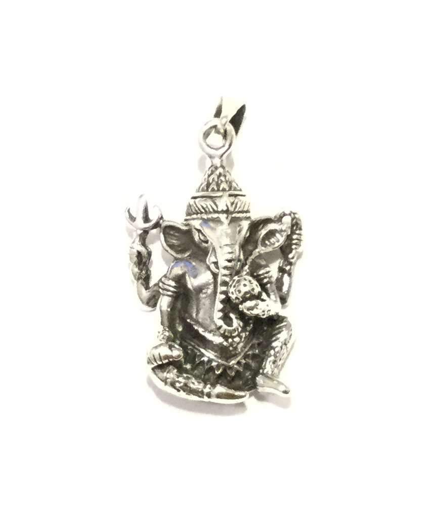 Urbiana Lord Ganesha Pendant made of brass and silver plating, featuring intricate design symbolizing beginnings and learning.