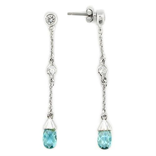 Elegant Rhodium 925 Sterling Silver Earrings featuring a genuine London Blue stone, showcasing a sophisticated design.