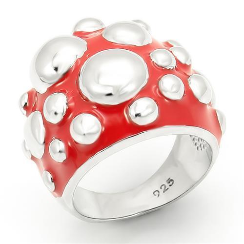 LOS162 Rhodium 925 Sterling Silver Ring showcasing its elegant design and shiny finish.