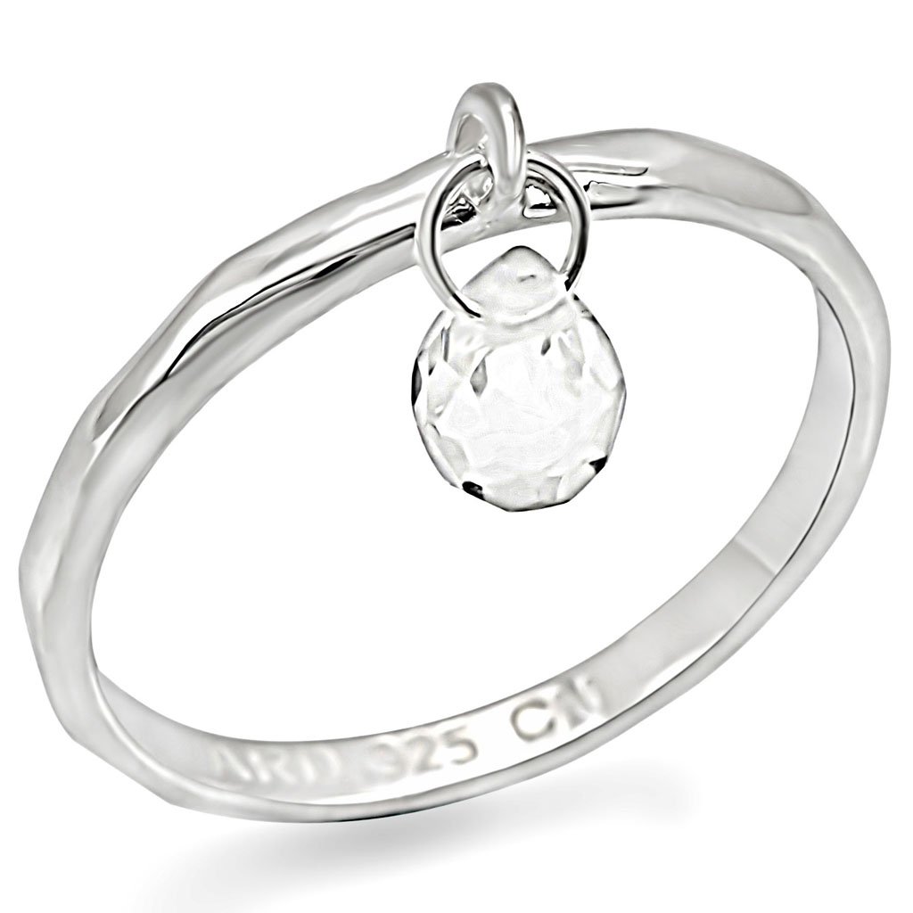 LOS285 Silver 925 Sterling Silver Ring featuring a clear genuine stone, showcasing its elegant design and craftsmanship.