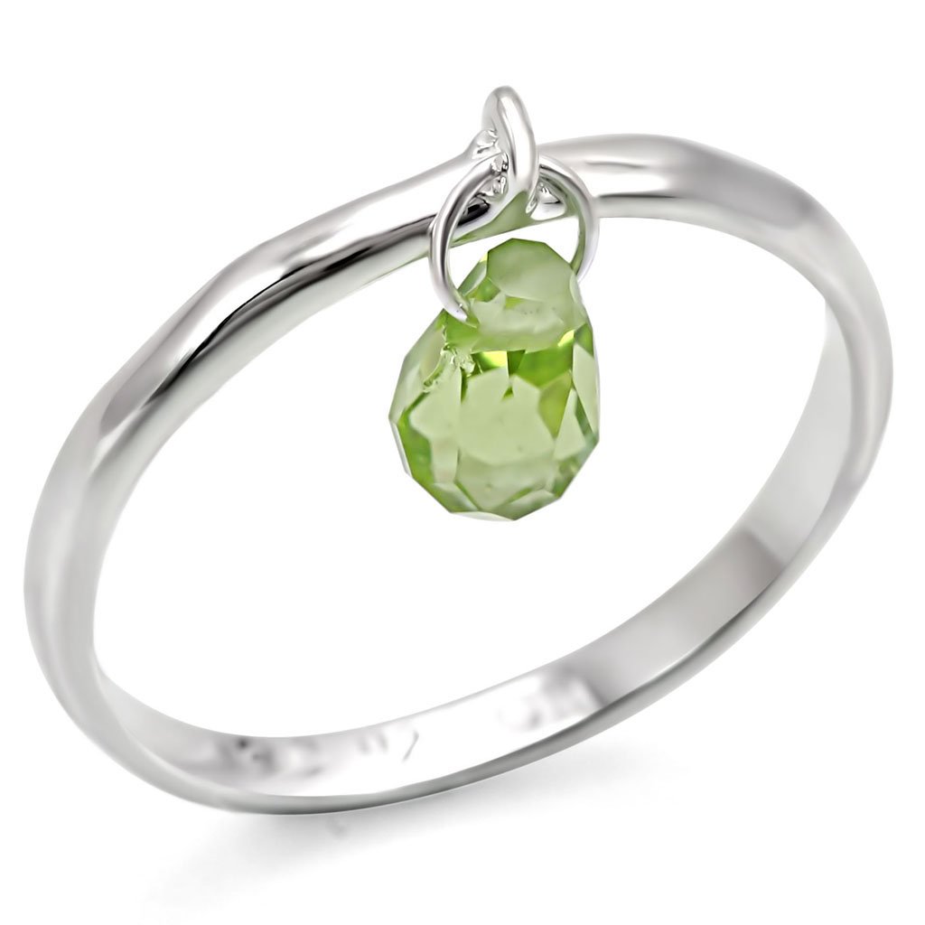 LOS321 Silver 925 Sterling Silver Ring featuring a vibrant genuine Peridot stone, elegantly designed for any occasion.