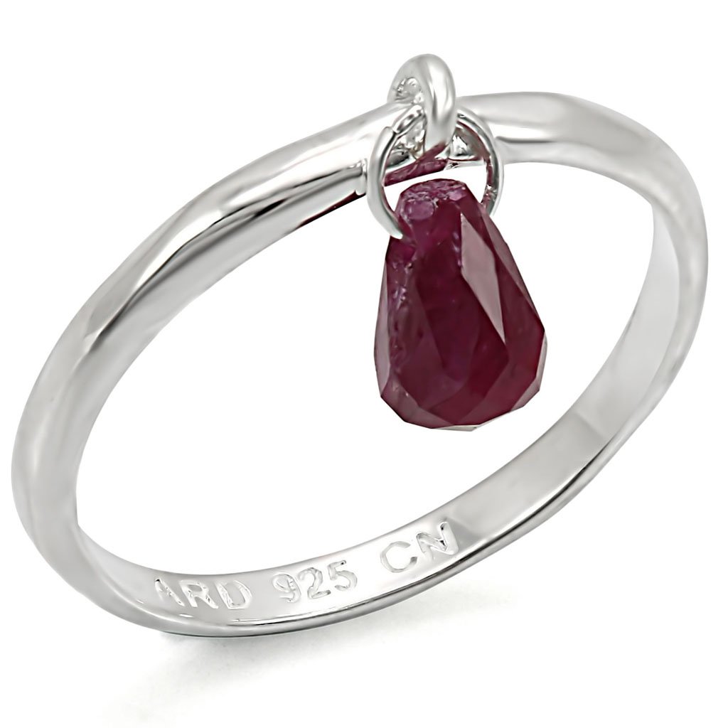 LOS324 Silver 925 Sterling Silver Ring featuring a vibrant genuine ruby stone, showcasing elegance and craftsmanship.