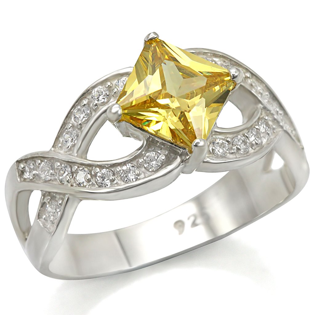 LOS475 Silver 925 Sterling Silver Ring featuring AAA Grade CZ stone in topaz color, elegantly designed for any occasion.