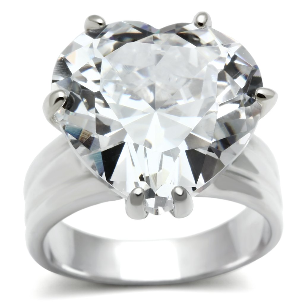 LOS543 Silver 925 Sterling Silver Ring featuring a clear AAA Grade CZ stone, showcasing elegance and quality craftsmanship.