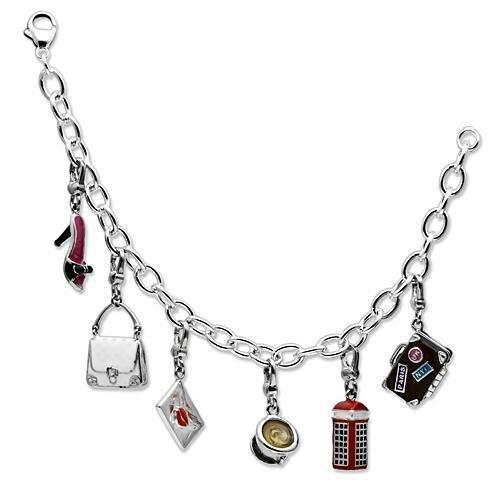 LOS607 Silver 925 Sterling Silver Bracelet featuring vibrant multi-colored epoxy stones, elegantly designed for any occasion.