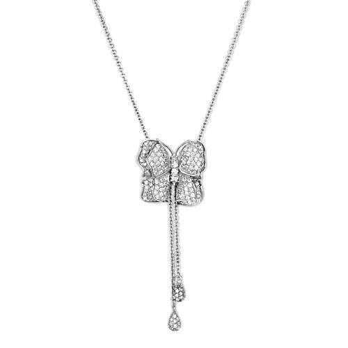 LOS608 Silver 925 Sterling Silver Necklace featuring AAA Grade clear CZ stone, showcasing its elegant design and high-quality craftsmanship.